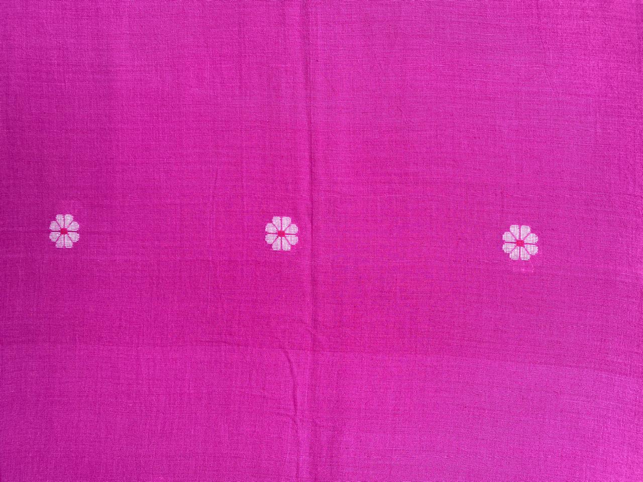 Pink Butti Handloom Cotton Jamdani Fabric