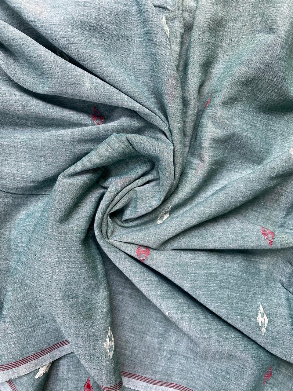 Gray Small Butti Handloom Cotton Jamdani Fabric