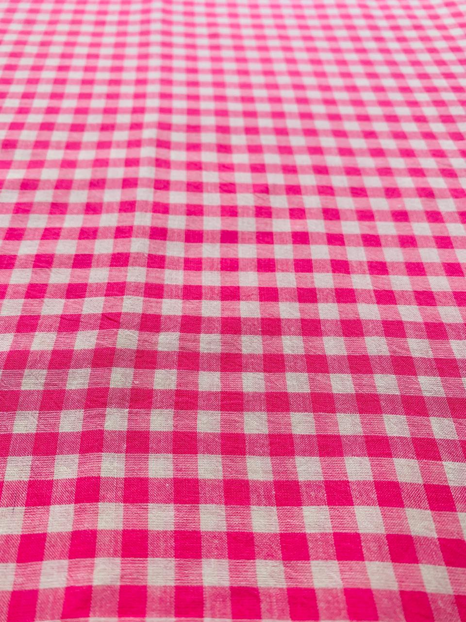PINK AND WHITE HANDLOOM COTTON FABRIC