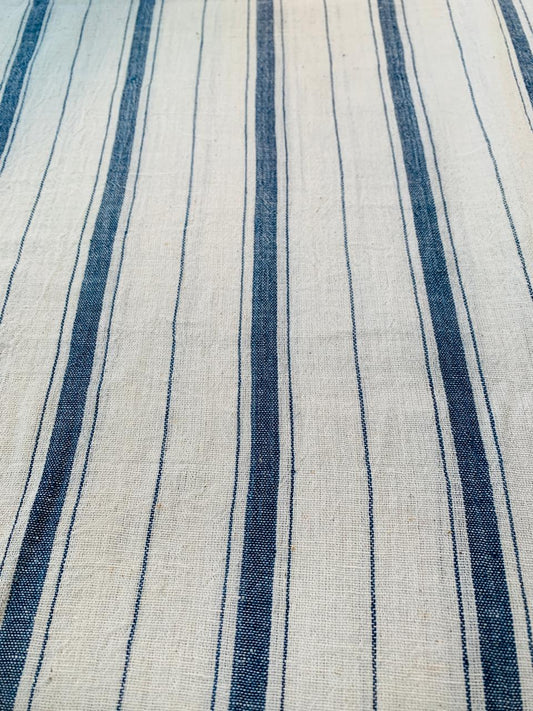Kala Cotton Black Striped Natural White Handloom Fabric