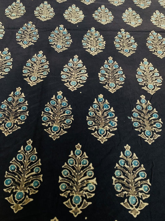 Ajrakh Cotton Handblock Printed Natural Dye Fabric