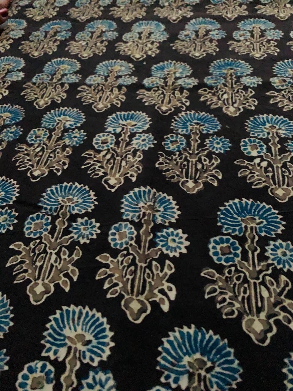 Ajrakh Cotton Handblock Printed Natural Dye Fabric
