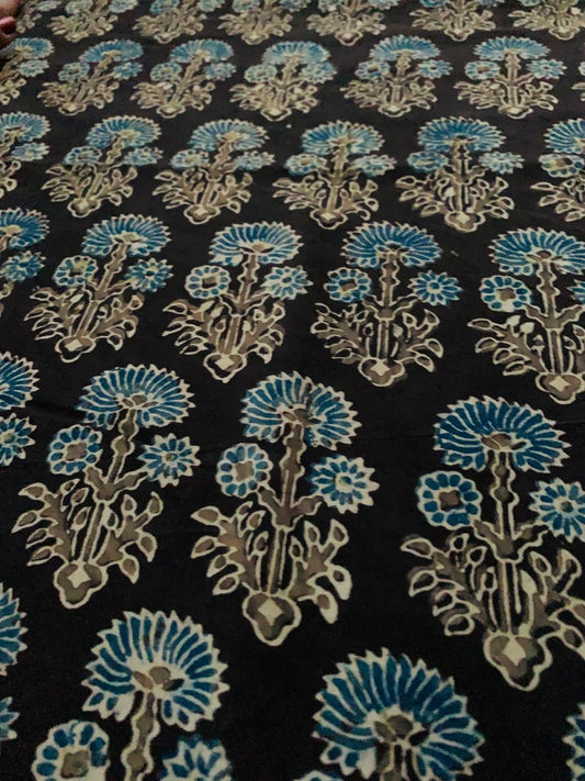 Ajrakh Cotton Handblock Printed Natural Dye Fabric