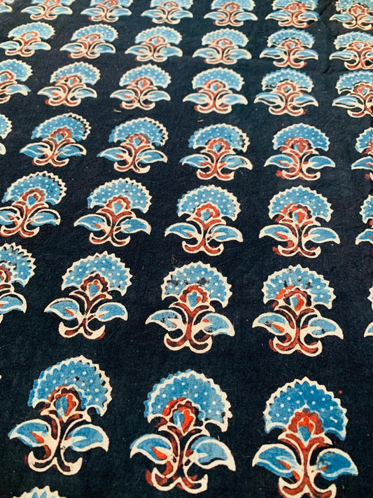 Ajrakh Cotton Handblock Printed Natural Dye Fabric