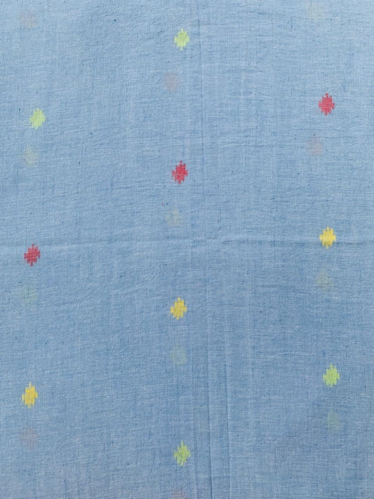 Sky Blue Handloom Cotton Jamdani Fabric