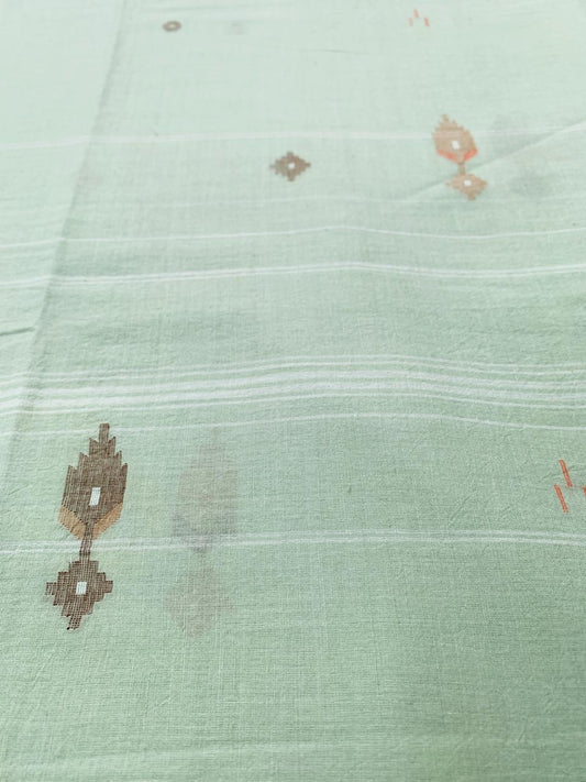Sea Green Jamdani Handloom Cotton Fabric