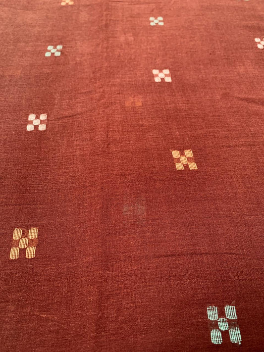 Brown Jamdani Handloom Cotton Fabric