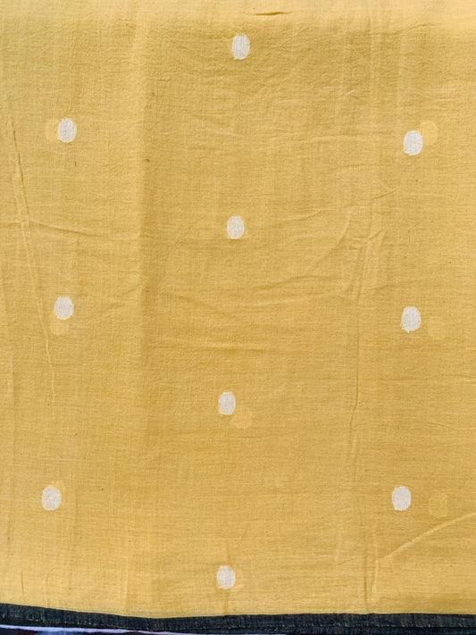 Yellow Dot Jamdani Handloom Cotton Fabric