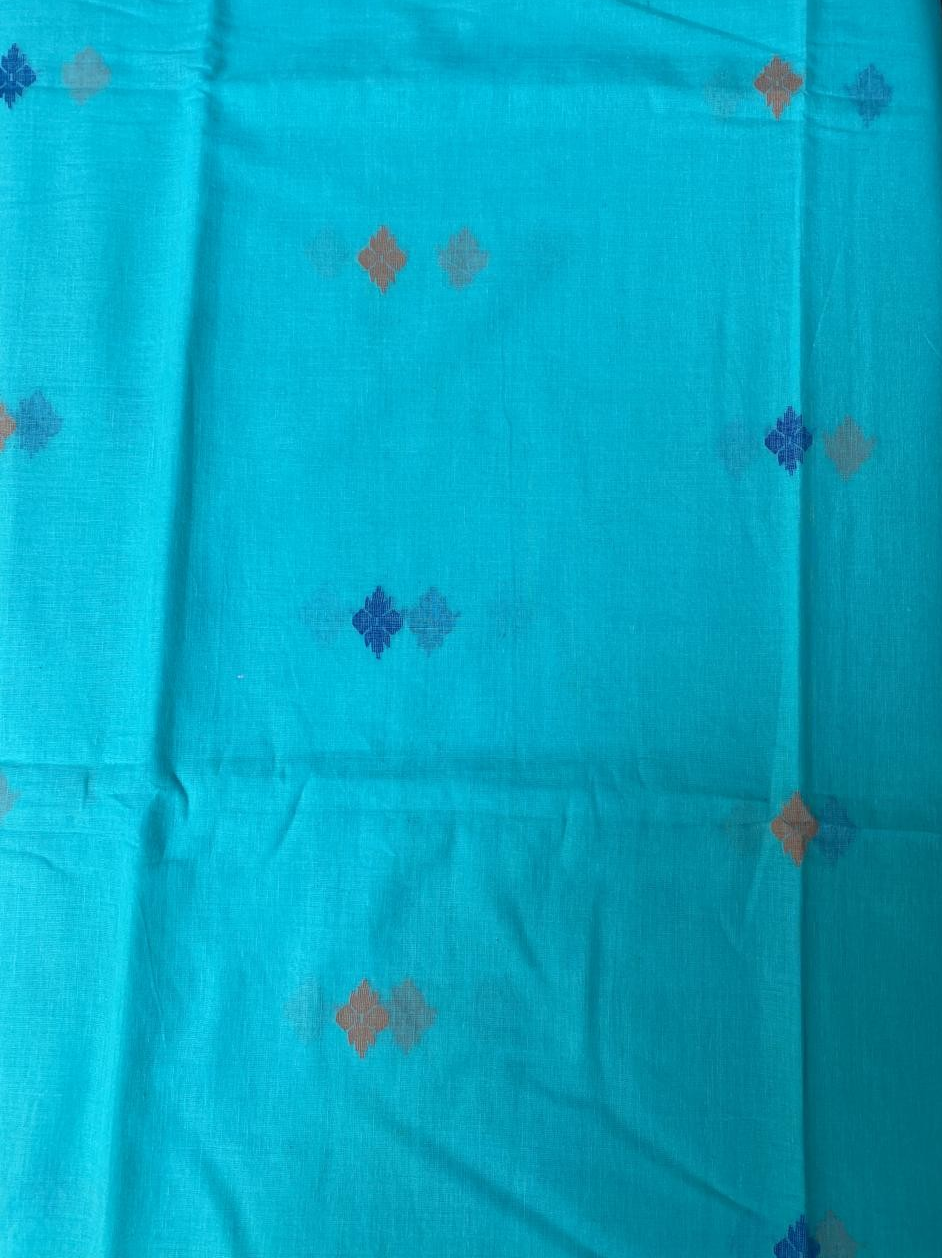 Blue Butta Jamdani Cotton Fabric