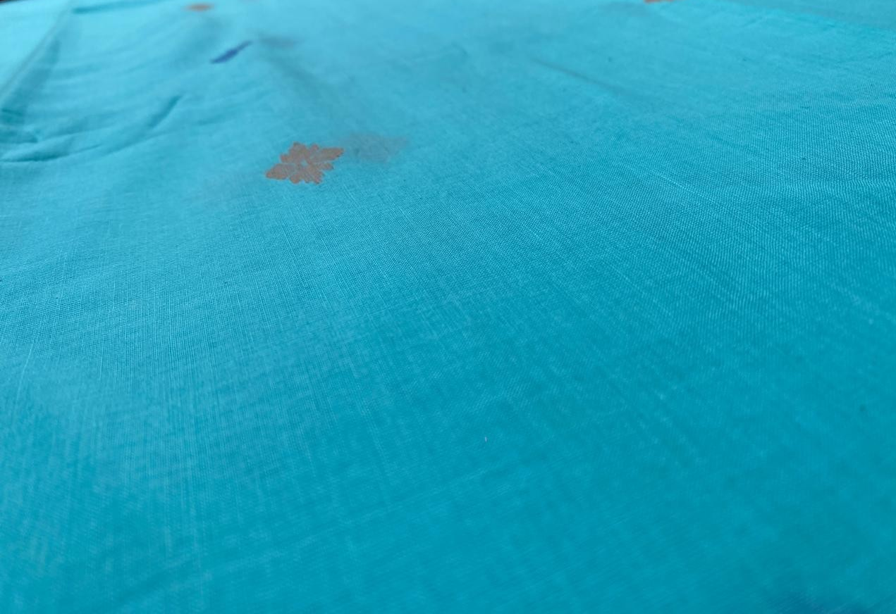 Blue Butta Jamdani Cotton Fabric