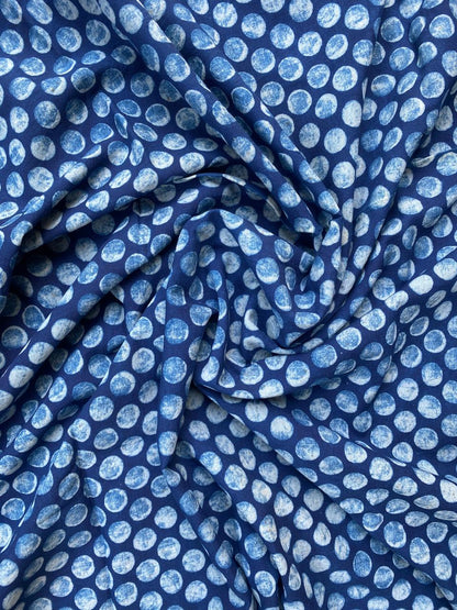 Dabu Indigo Natural Dye Handblock Printed Doted Cotton Fabric