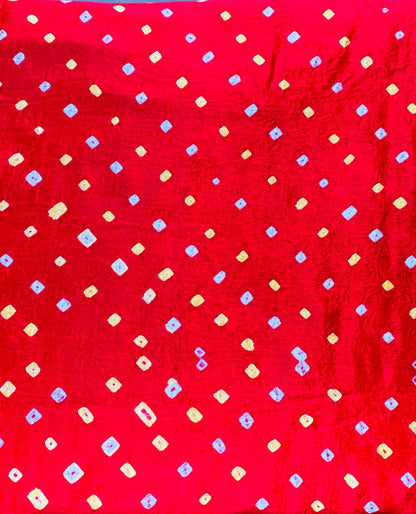 Modal Gaji Red Bandhej Tie Dye Fabric