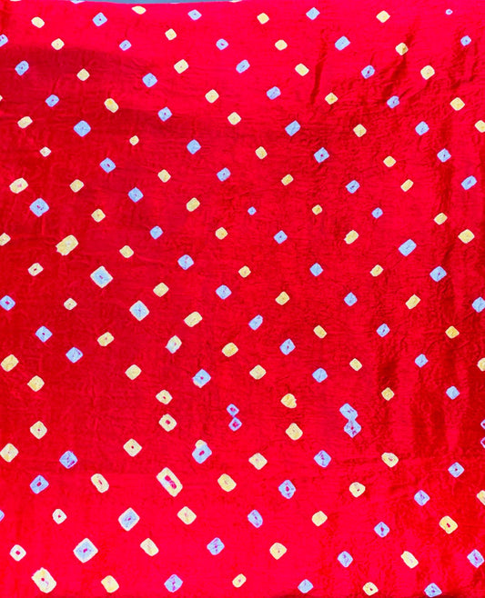 Modal Gaji Red Bandhej Tie Dye Fabric