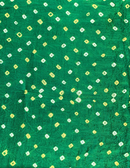 Modal Gaji Silk Green Bandhani Tie Dye Fabric
