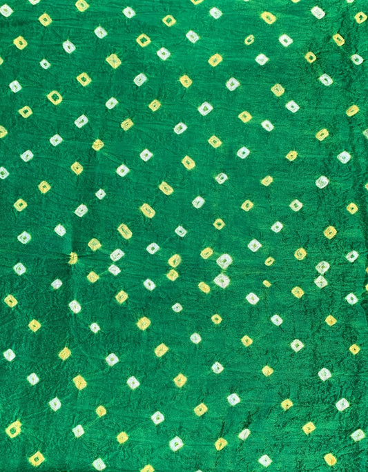 Modal Gaji Silk Green Bandhani Tie Dye Fabric