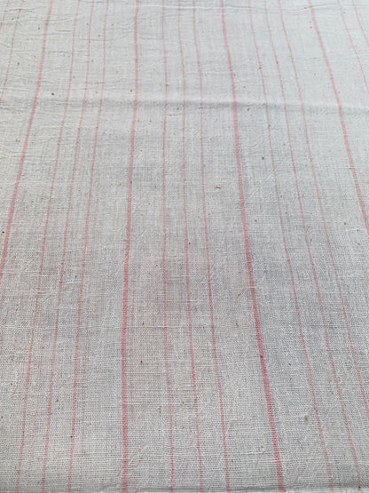 Kala Cotton Pink Line Natural White Handloom Fabric