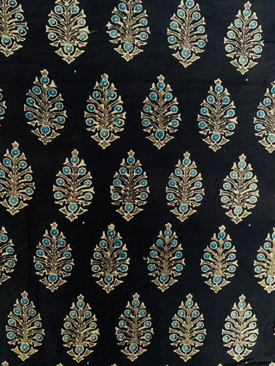 Ajrakh Cotton Handblock Printed Natural Dye Fabric