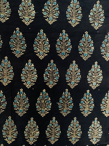 Ajrakh Cotton Handblock Printed Natural Dye Fabric
