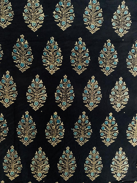Ajrakh Cotton Handblock Printed Natural Dye Fabric