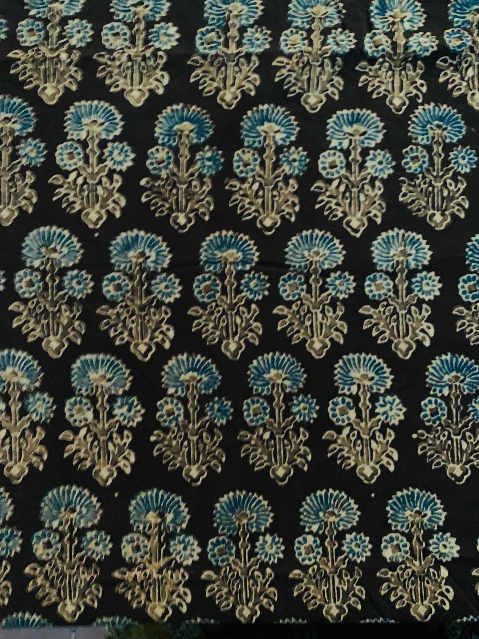 Ajrakh Cotton Handblock Printed Natural Dye Fabric