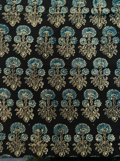 Ajrakh Cotton Handblock Printed Natural Dye Fabric
