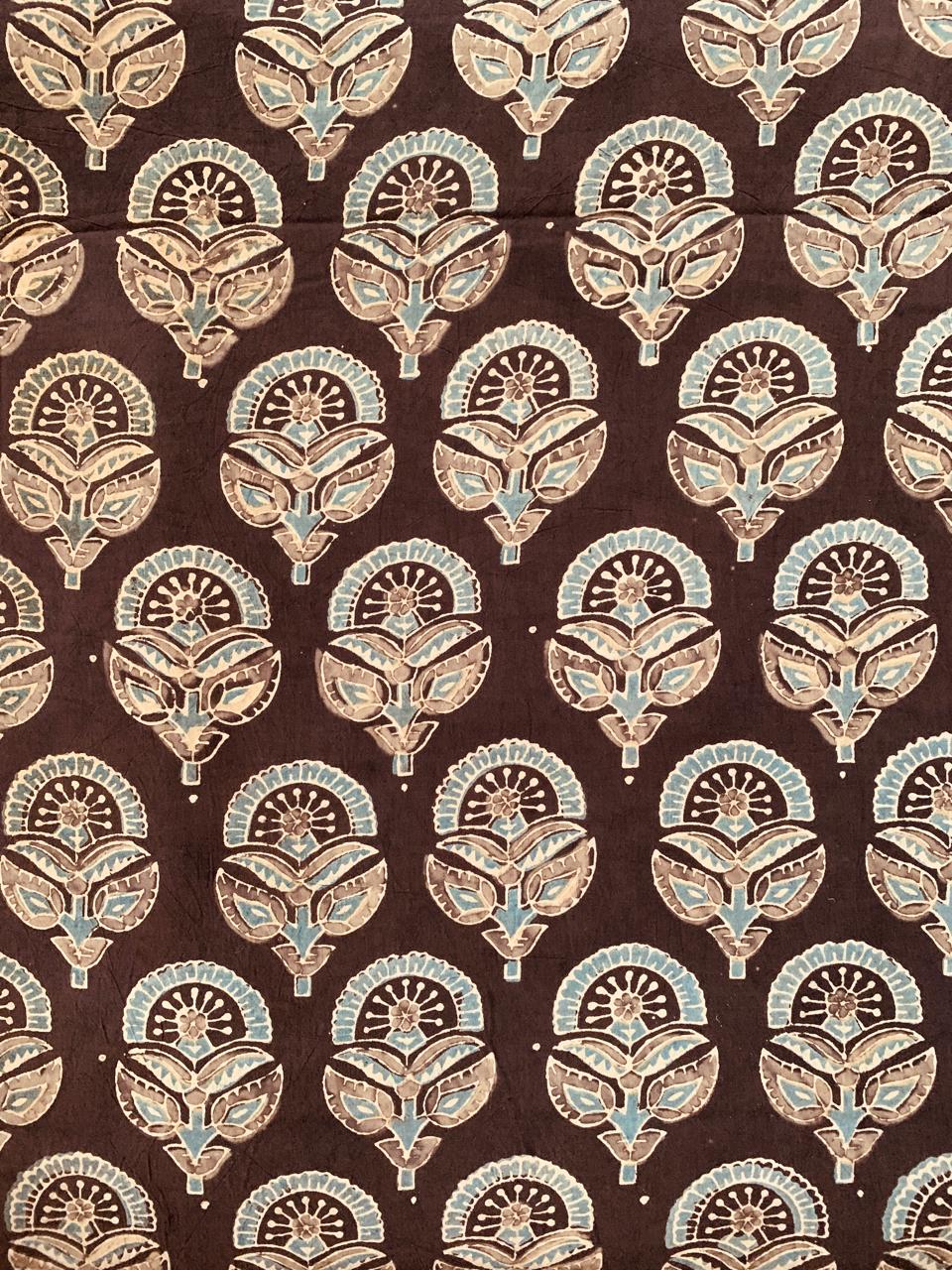 Ajrakh Cotton Handblock Printed Natural Dye Fabric