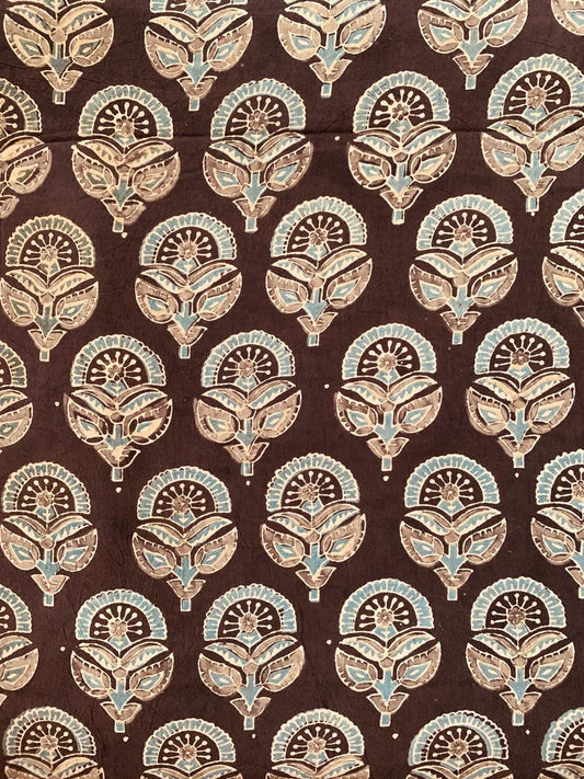 Ajrakh Cotton Handblock Printed Natural Dye Fabric