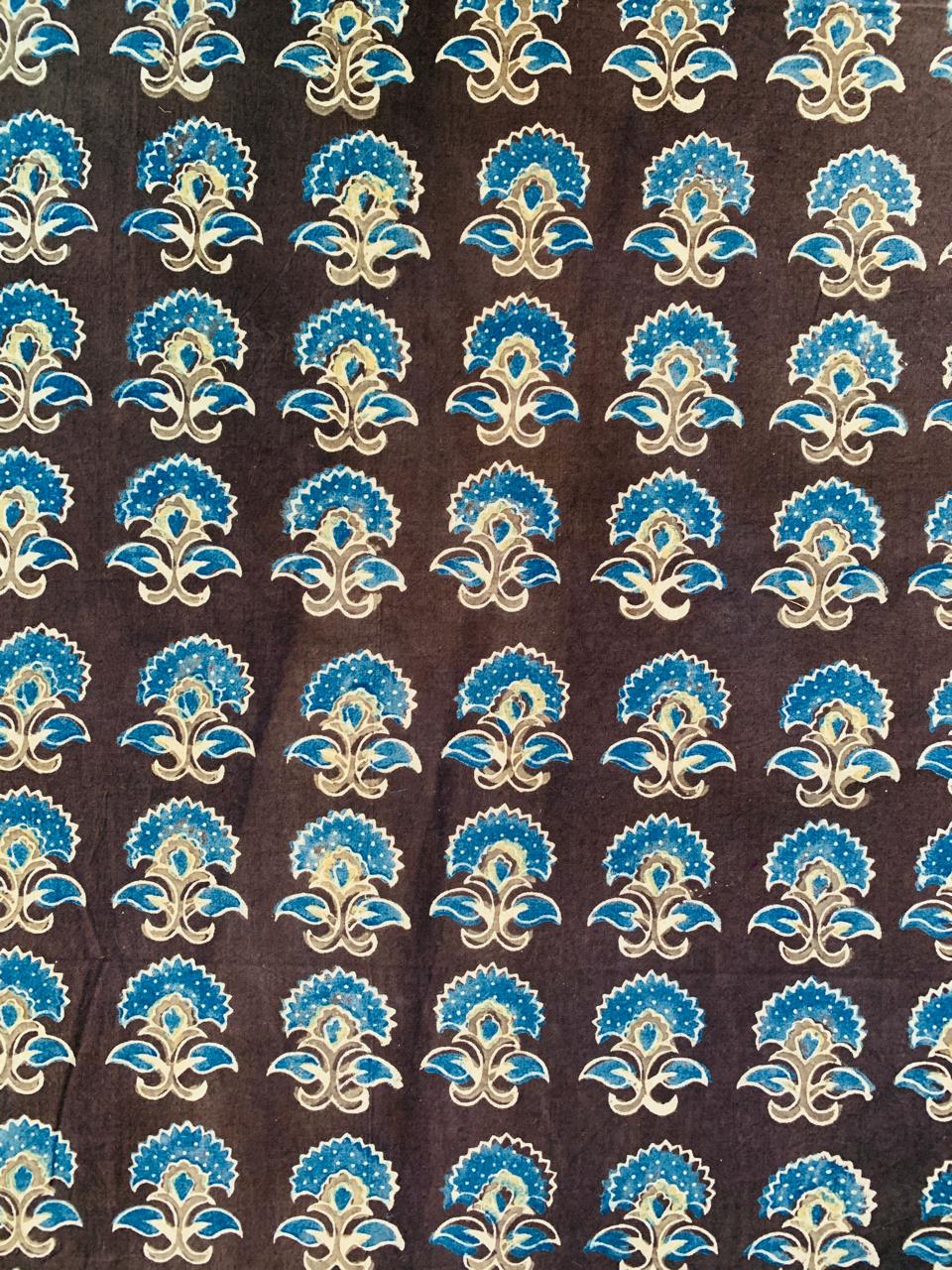 Ajrakh Cotton Handblock Printed Natural Dye Fabric