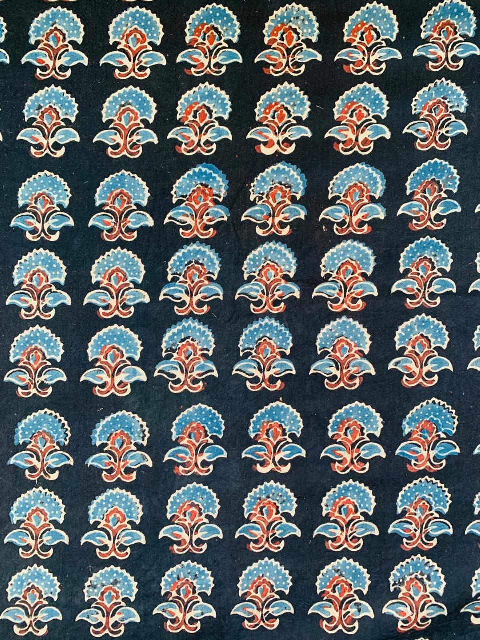 Ajrakh Cotton Handblock Printed Natural Dye Fabric