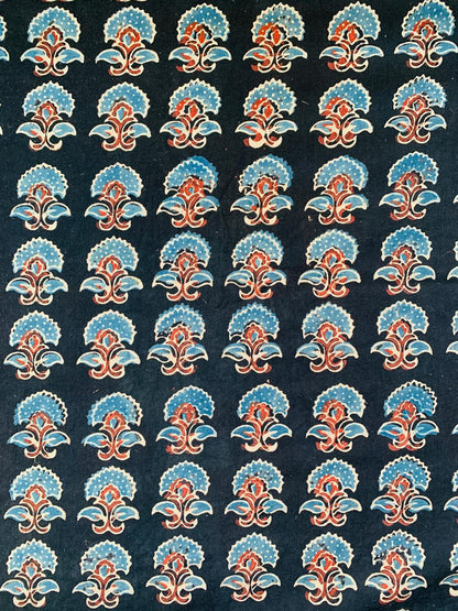 Ajrakh Cotton Handblock Printed Natural Dye Fabric