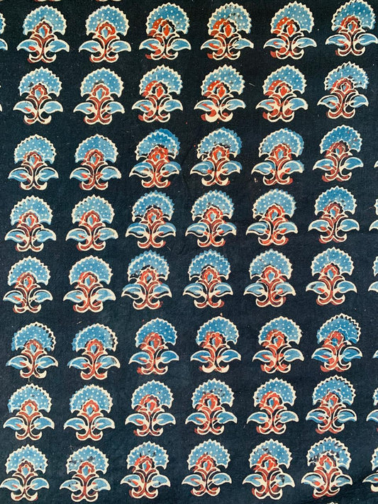 Ajrakh Cotton Handblock Printed Natural Dye Fabric
