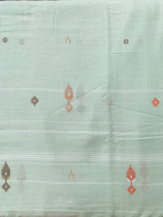 Sea Green Jamdani Handloom Cotton Fabric