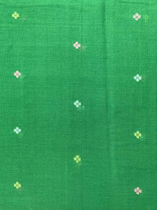 Deep Green Jamdani Handloom Cotton Fabric