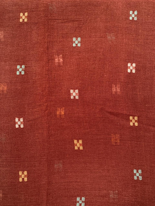 Brown Jamdani Handloom Cotton Fabric