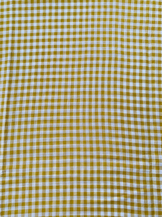 Yellow Checks Handloom Cotton Fabric