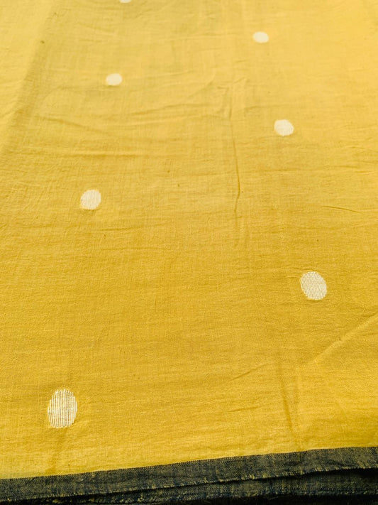 Yellow Dot Jamdani Handloom Cotton Fabric