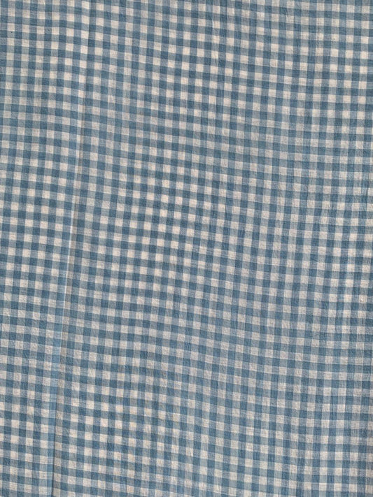Handloom Cotton Blue And White Checks Fabric
