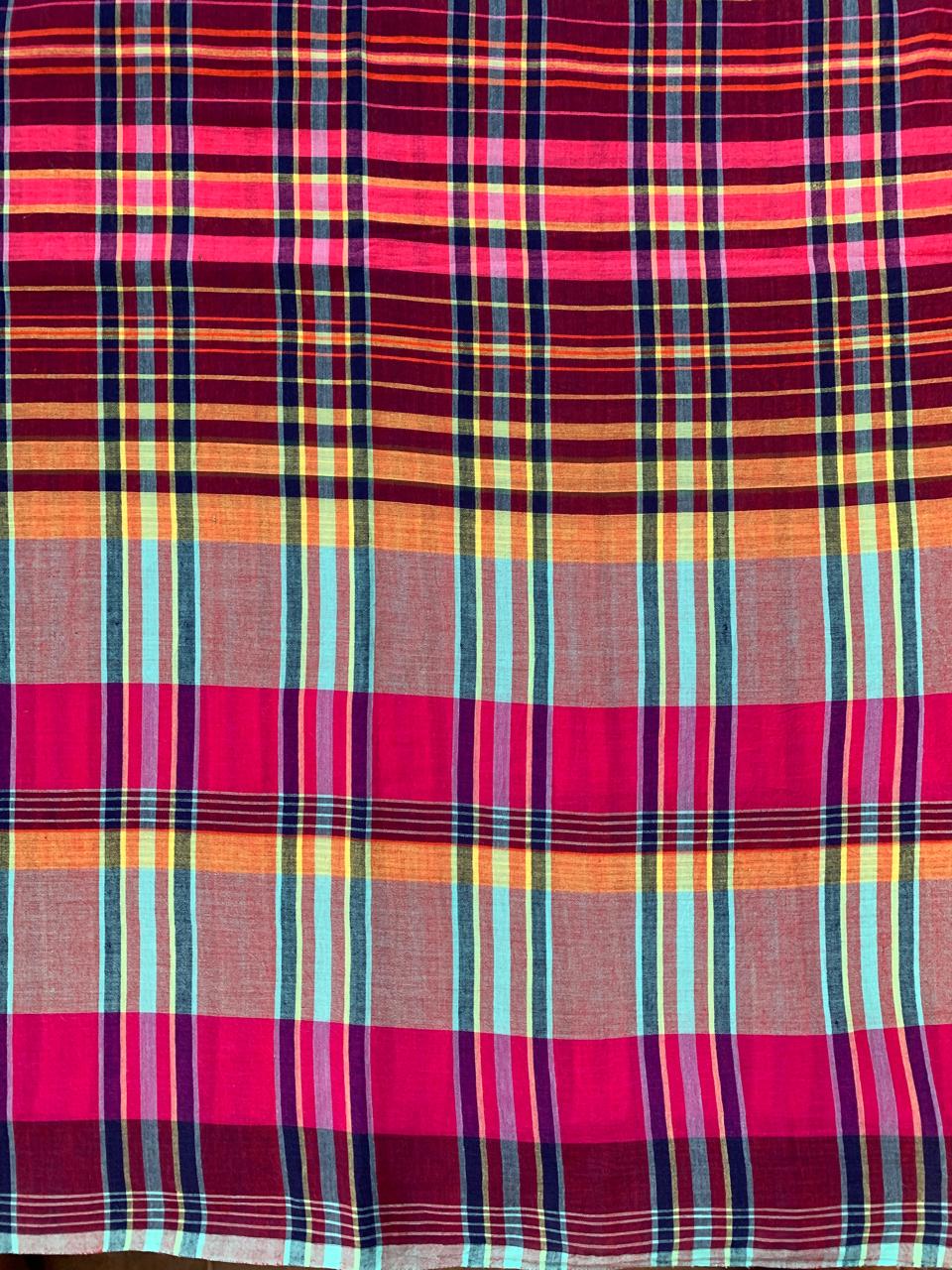 Multi Colour Checks Handloom Cotton Fabric