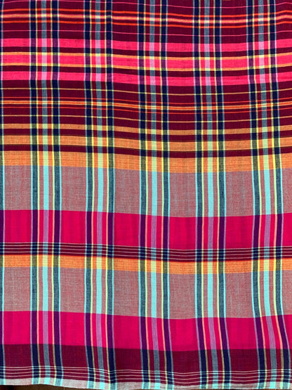 Multi Colour Checks Handloom Cotton Fabric