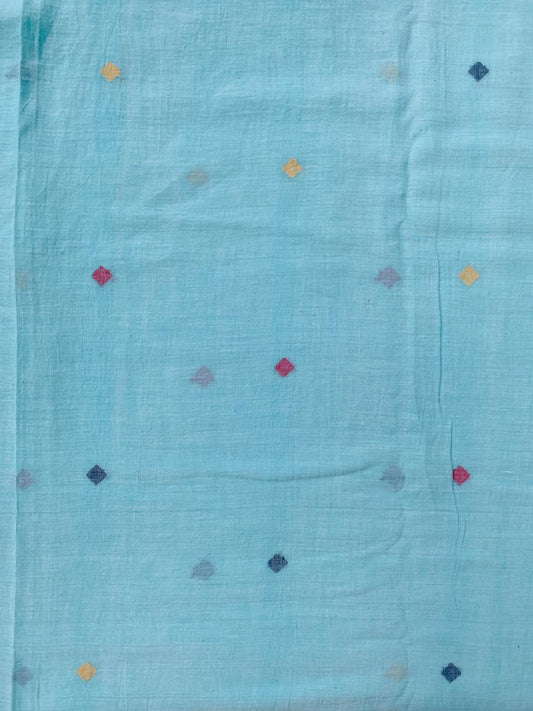 Handloom Jamdani Cotton Aqua Blue Fabric
