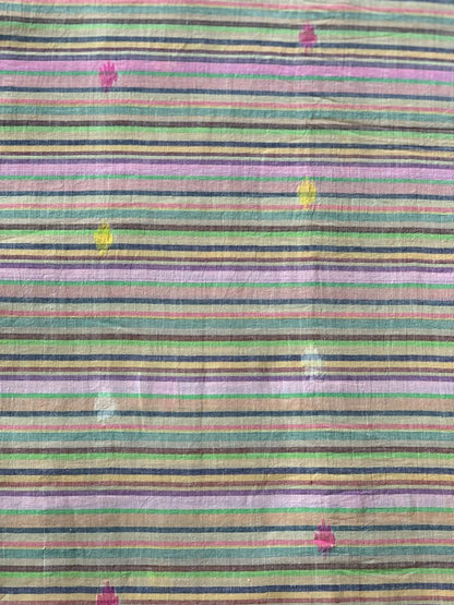 Multi Colour Line Butta Jamdani Cotton Fabric