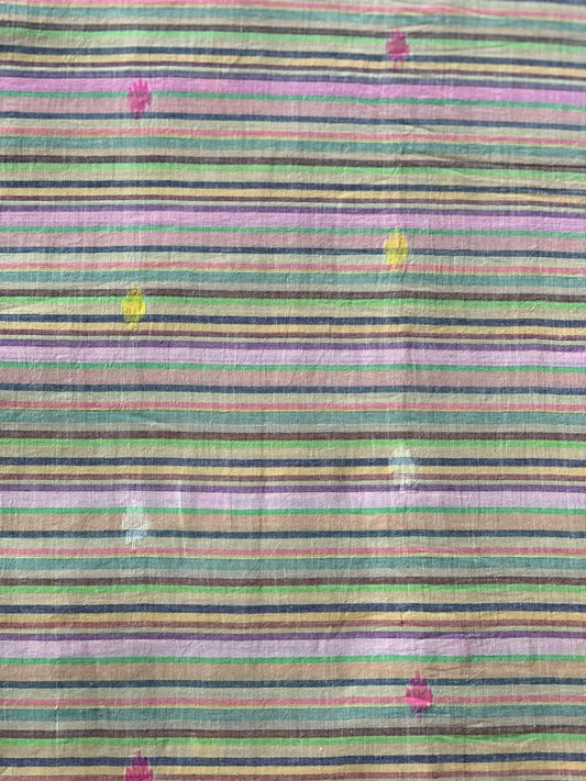 Multi Colour Line Butta Jamdani Cotton Fabric