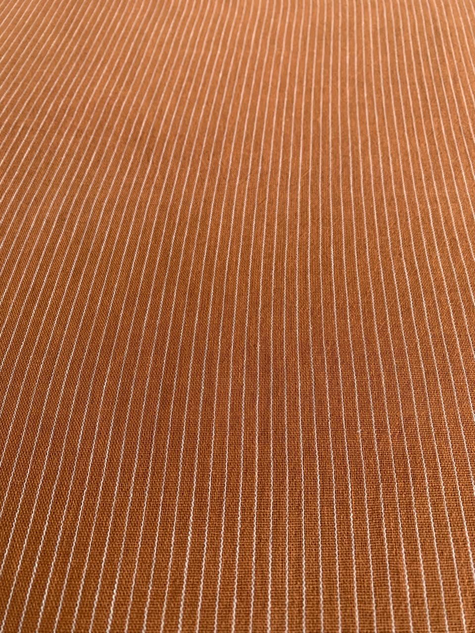 Orange Stripe Handloom Kala Cotton Fabric