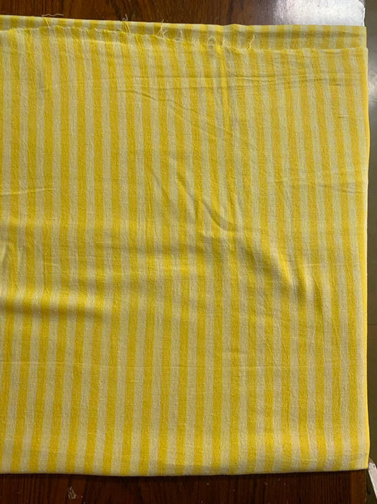 Handloom Kala Cotton Yellow And Off White Fabric