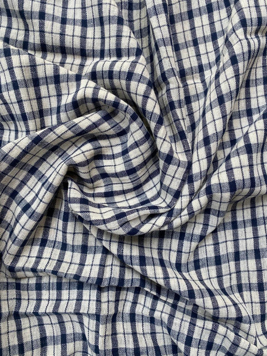 Natural Dye Indigo Black Checks Kala Cotton Fabric