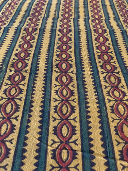 Natural Dye Turmeric Yellow Ajrakh Cotton Fabric