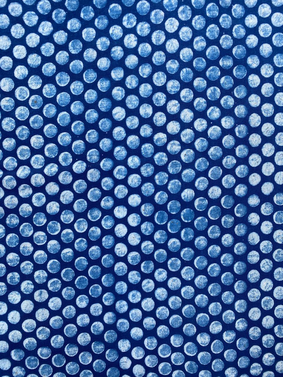 Dabu Indigo Natural Dye Handblock Printed Doted Cotton Fabric