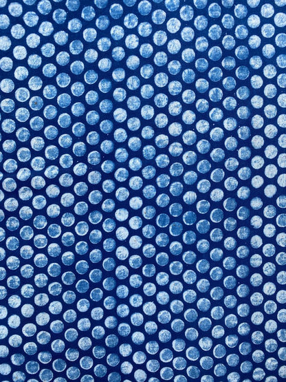 Dabu Indigo Natural Dye Handblock Printed Doted Cotton Fabric