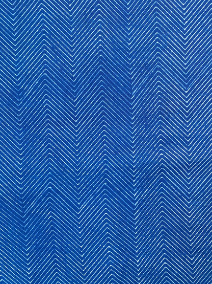 Dabu Indigo Natural Dye Handblock Printed Zigzag Cotton Fabric