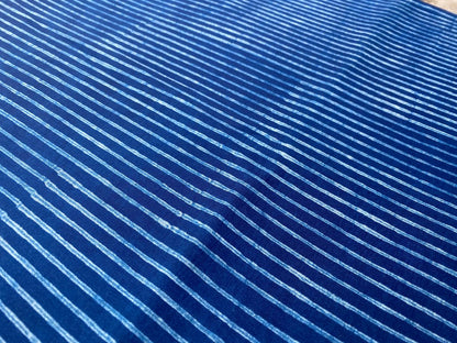 Dabu Indigo Natural Dye Handblock Printed Strip Cotton Fabric